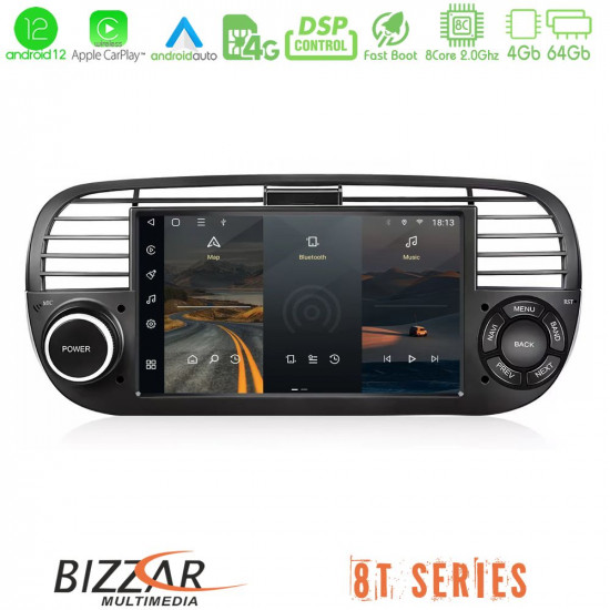 Bizzar OEM Fiat 500 2008-2015 8core Android12 4+64GB Navigation Multimedia Deckless 7 με Carplay/AndroidAuto