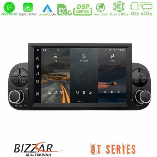 Bizzar OEM Fiat Panda 2012-2021 8core Android12 4+64GB Navigation Multimedia Deckless 7 με Carplay/AndroidAuto