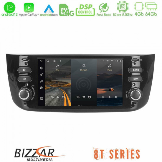 Bizzar OEM Fiat Pundo Evo 2009-2011 8core Android12 4+64GB Navigation Multimedia Deckless 7 με Carplay/AndroidAuto