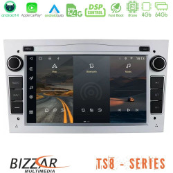 Bizzar Opel Astra/Corsa/Antara/Zafira 8core Android14 4+64GB Navigation Multimedia Deckless 7 με Carplay/AndroidAuto (OEM Style  Silver Color)