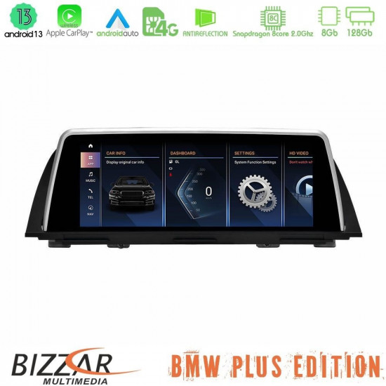 Bizzar Plus Edition BMW 5 Series F10 CIC Android13 8Core (8+128GB) Navigation Multimedia 10.25? HD Anti-reflection (POP-Up Style)