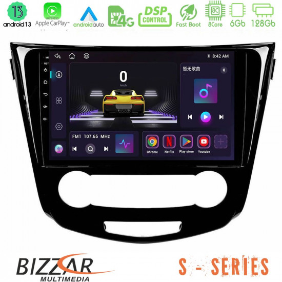 Bizzar S Series Nissan Qashqai J11 (Manual A/C) 8core Android13 6+128GB Navigation Multimedia Tablet 10