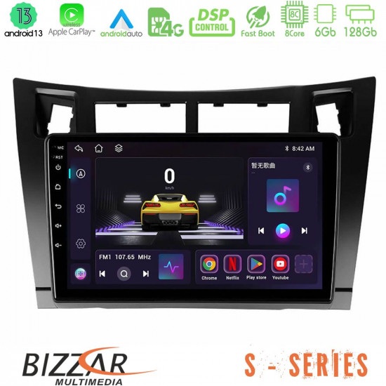 Bizzar S Series Toyota Yaris 8core Android13 6+128GB Navigation Multimedia Tablet 9 (Μαύρο Χρώμα)
