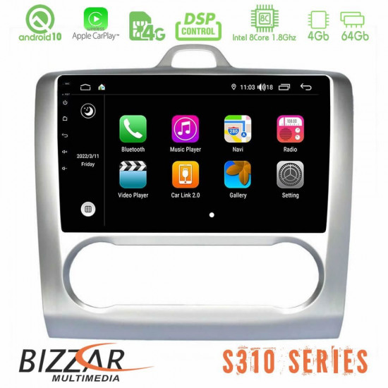 Bizzar S310 Ford Focus Manual AC Car Pad 9 Android 10 Multimedia Station