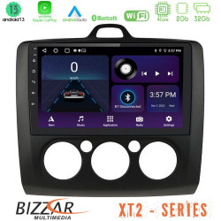 Bizzar XT2 Series 4Core Android13 2+32GB Ford Focus Manual AC Navigation Multimedia Tablet 9 (Μαύρο Χρώμα)