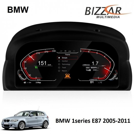 BMW 1series E87 2005-2011 Digital LCD Instrument Cluster 12.3 με HD οθόνη 1920-720