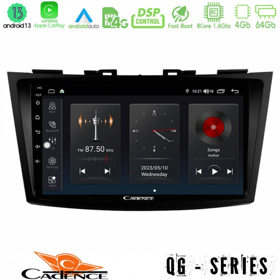 Cadence QG Series 8Core Android13 4+64GB Suzuki Swift 2011-2016 Navigation Multimedia Tablet 9