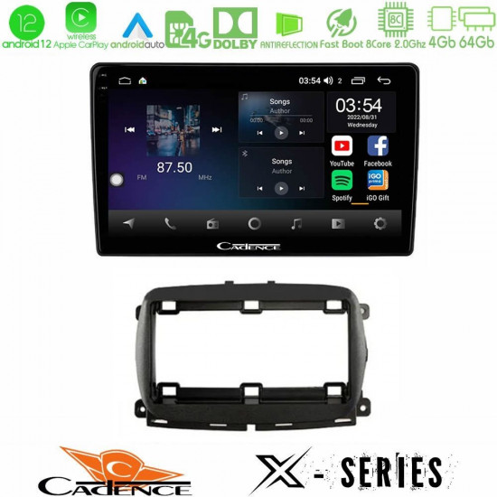 Cadence X Series  Fiat 500 2016-gt; 8core Android12 4+64GB Navigation Multimedia Tablet 9
