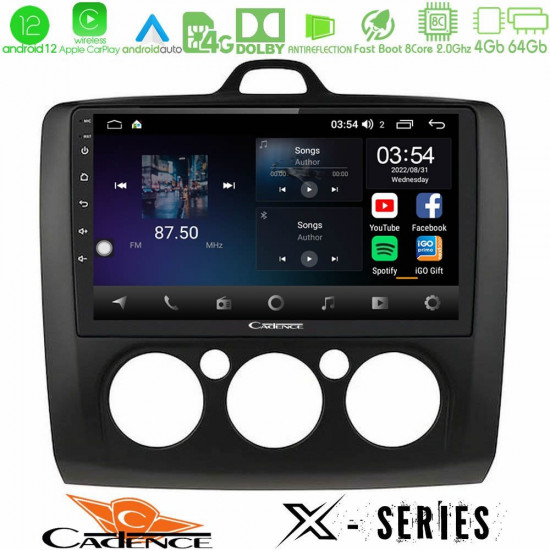 Cadence X Series Ford Focus Manual AC 8core Android12 4+64GB Navigation Multimedia 9 (Μαύρο Χρώμα) Cadence X Series Ford Focus Manual AC 8core Android12 4+64GB Navigation Multimedia 9 (Μαύρο Χρώμα)