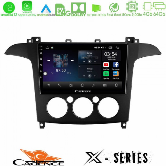 Cadence X Series Ford S-Max 2006-2008 (manual A/C) 8core Android12 4+64GB Navigation Multimedia Tablet 9 Cadence X Series Ford S-Max 2006-2008 (manual A/C) 8core Android12 4+64GB Navigation Multimedia Tablet 9