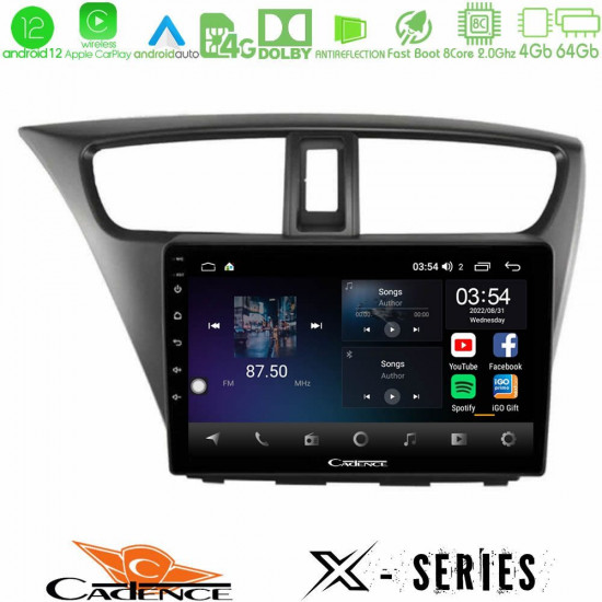 Cadence X Series Honda Civic Hatchback 2012-2015 8core Android12 4+64GB Navigation Multimedia Tablet 9 Cadence X Series Honda Civic Hatchback 2012-2015 8core Android12 4+64GB Navigation Multimedia Tablet 9