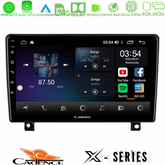 Cadence X Series Opel Astra H 8Core Android12 4+64GB Navigation Multimedia Tablet 9 (dashboard version)