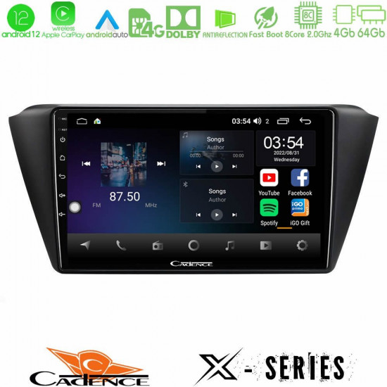 Cadence X Series Skoda Fabia 2015-2021 8core Android12 4+64GB Navigation Multimedia Tablet 9