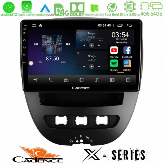 Cadence X Series Toyota Aygo/Citroen C1/Peugeot 107 8core Android12 4+64GB Navigation Multimedia Tablet 10 Cadence X Series Toyota Aygo/Citroen C1/Peugeot 107 8core Android12 4+64GB Navigation Multimedia Tablet 10