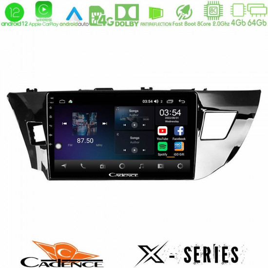 Cadence X Series Toyota Corolla 2014-2016 8core Android12 4+64GB Navigation Multimedia Tablet 10