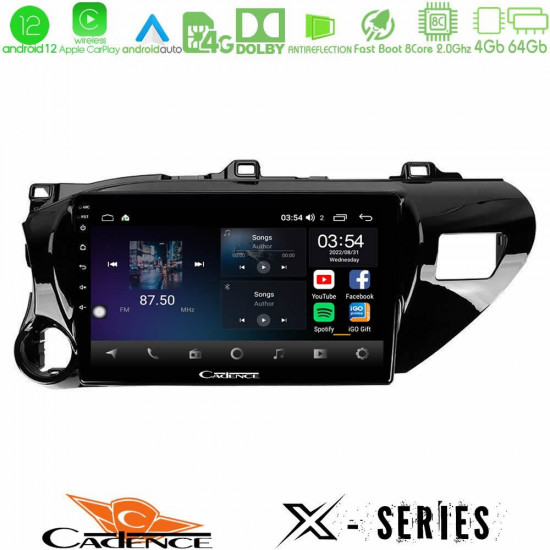 Cadence X Series Toyota Hilux 2017-2024 8core Android12 4+64GB Navigation Multimedia Tablet 10