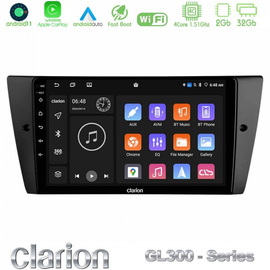 Clarion GL300 Series 4Core Android11 2+32GB BMW 3 Series 2006-2011 Navigation Multimedia Tablet 9 Με Carplay -amp; Android Auto Clarion GL300 Series 4Core Android11 2+32GB BMW 3 Series 2006-2011 Navigation Multimedia Tablet 9 Με Carplay -amp; Android Auto