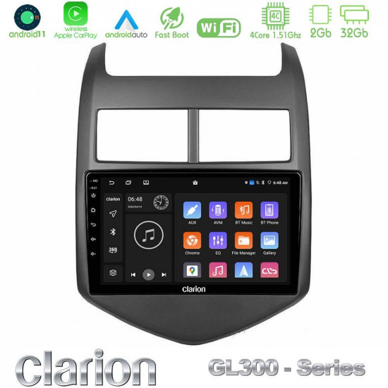 Clarion GL300 Series 4Core Android11 2+32GB Chevrolet Aveo 2011-2017 Navigation Multimedia Tablet 9 Με Carplay -amp; Android Auto Clarion GL300 Series 4Core Android11 2+32GB Chevrolet Aveo 2011-2017 Navigation Multimedia Tablet 9 Με Carplay -amp; Android Auto