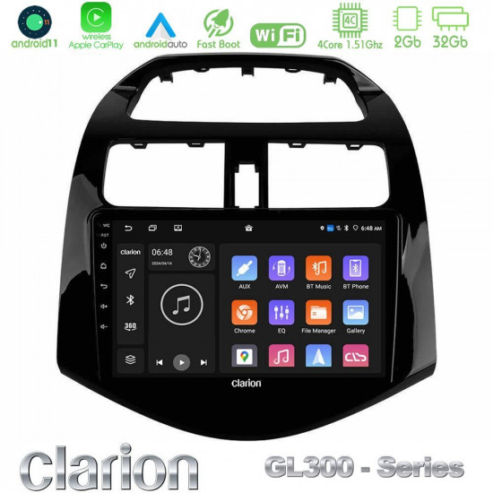 Clarion GL300 Series 4Core Android11 2+32GB Chevrolet Spark 2009-2015 Navigation Multimedia Tablet 9 Με Carplay -amp; Android Auto Clarion GL300 Series 4Core Android11 2+32GB Chevrolet Spark 2009-2015 Navigation Multimedia Tablet 9 Με Carplay -amp; Android Auto