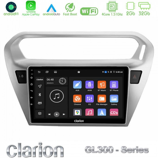 Clarion GL300 Series 4Core Android11 2+32GB Citroen C-Elysee / Peugeot 301 Navigation Multimedia Tablet 9 Με Carplay -amp; Android Auto Clarion GL300 Series 4Core Android11 2+32GB Citroen C-Elysee / Peugeot 301 Navigation Multimedia Tablet 9 Με Carplay -amp; Android Auto