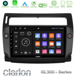 Clarion GL300 Series 4Core Android11 2+32GB Citroen C4 2004-2010 Navigation Multimedia Tablet 9 (μαύρο χρώμα) Με Carplay -amp; Android Auto