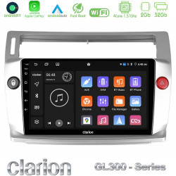 Clarion GL300 Series 4Core Android11 2+32GB Citroen C4 2004-2010 Navigation Multimedia Tablet 9 Με Carplay -amp; Android Auto