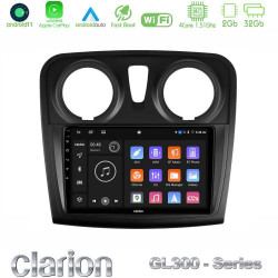Clarion GL300 Series 4Core Android11 2+32GB Dacia Dokker Navigation Multimedia Tablet 9 Με Carplay -amp; Android Auto