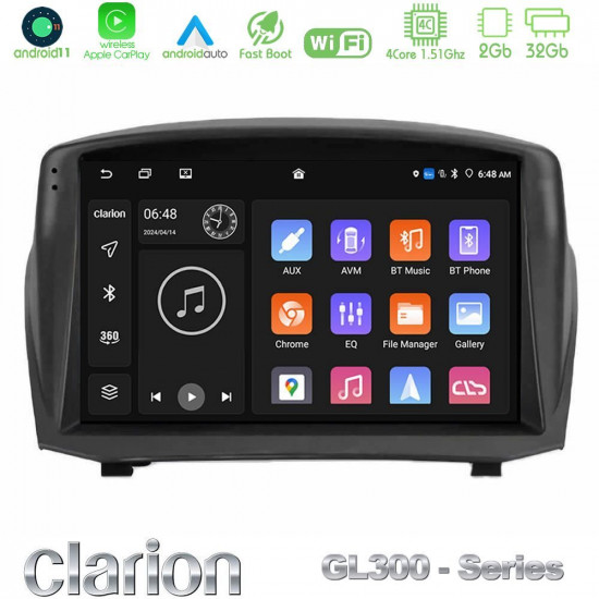 Clarion GL300 Series 4Core Android11 2+32GB Ford Fiesta 2008-2012 Navigation Multimedia Tablet 9 (Oem Style) Με Carplay -amp; Android Auto