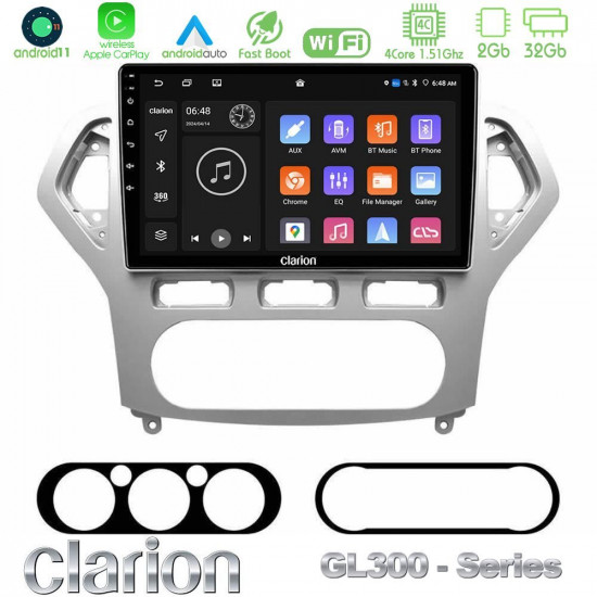 Clarion GL300 Series 4Core Android11 2+32GB Ford Mondeo 2007-2010 AUTO A/C Navigation Multimedia Tablet 10 Με Carplay -amp; Android Auto Clarion GL300 Series 4Core Android11 2+32GB Ford Mondeo 2007-2010 AUTO A/C Navigation Multimedia Tablet 10 Με Carplay -amp; Android Auto
