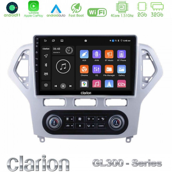 Clarion GL300 Series 4Core Android11 2+32GB Ford Mondeo 2007-2011 (Auto A/C) Navigation Multimedia Tablet 10 Με Carplay -amp; Android Auto Clarion GL300 Series 4Core Android11 2+32GB Ford Mondeo 2007-2011 (Auto A/C) Navigation Multimedia Tablet 10 Με Carplay -amp; Android Auto