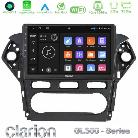 Clarion GL300 Series 4Core Android11 2+32GB Ford Mondeo 2011-2014 Navigation Multimedia Tablet 10 Με Carplay -amp; Android Auto