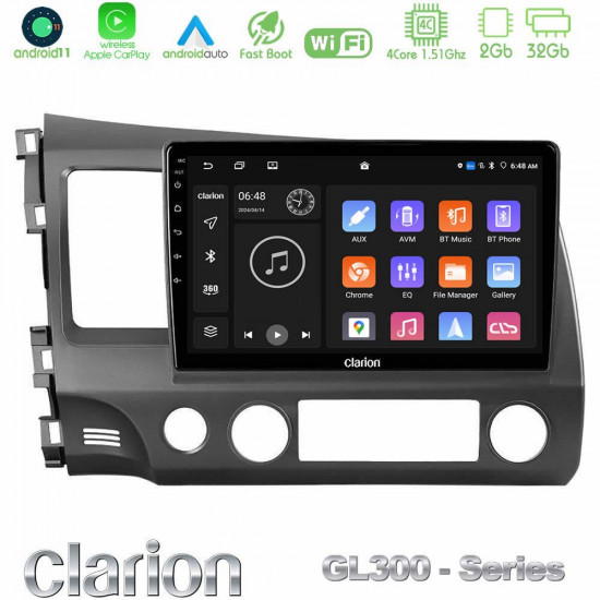 Clarion GL300 Series 4Core Android11 2+32GB Honda Civic 2006-2011 Navigation Multimedia Tablet 9 Με Carplay -amp; Android Auto Clarion GL300 Series 4Core Android11 2+32GB Honda Civic 2006-2011 Navigation Multimedia Tablet 9 Με Carplay -amp; Android Auto