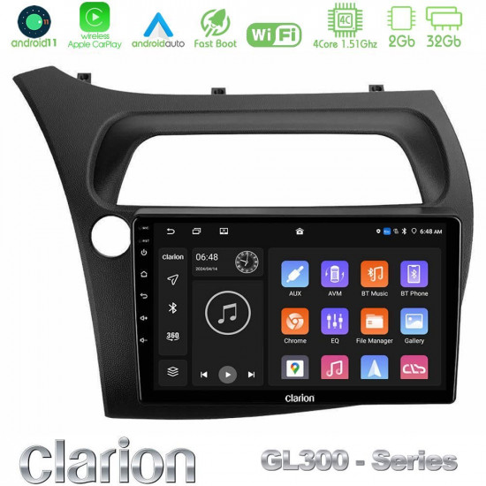 Clarion GL300 Series 4Core Android11 2+32GB Honda Civic Hatchback Navigation Multimedia Tablet 9 Με Carplay -amp; Android Auto Clarion GL300 Series 4Core Android11 2+32GB Honda Civic Hatchback Navigation Multimedia Tablet 9 Με Carplay -amp; Android Auto
