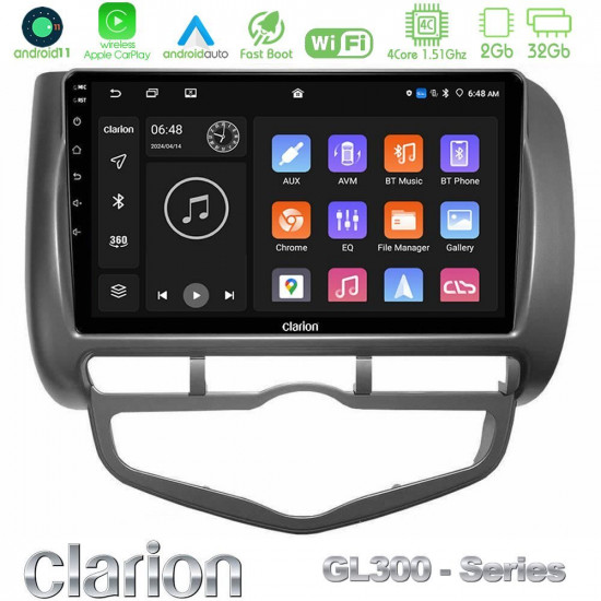 Clarion GL300 Series 4Core Android11 2+32GB Honda Jazz 2002-2008 (Auto A/C) Navigation Multimedia Tablet 9 Με Carplay -amp; Android Auto Clarion GL300 Series 4Core Android11 2+32GB Honda Jazz 2002-2008 (Auto A/C) Navigation Multimedia Tablet 9 Με Carplay -amp; Android Auto