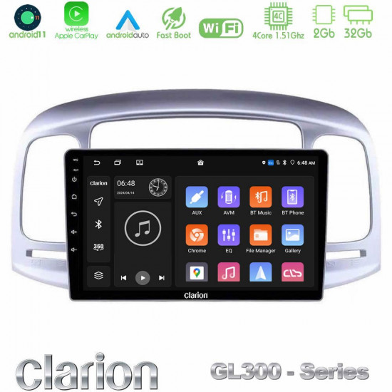 Clarion GL300 Series 4Core Android11 2+32GB Hyundai Accent 2006-2011 Navigation Multimedia Tablet 9 Με Carplay -amp; Android Auto Clarion GL300 Series 4Core Android11 2+32GB Hyundai Accent 2006-2011 Navigation Multimedia Tablet 9 Με Carplay -amp; Android Auto