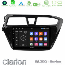 Clarion GL300 Series 4Core Android11 2+32GB Hyundai i20 2014-2018 Navigation Multimedia Tablet 9 Με Carplay -amp; Android Auto