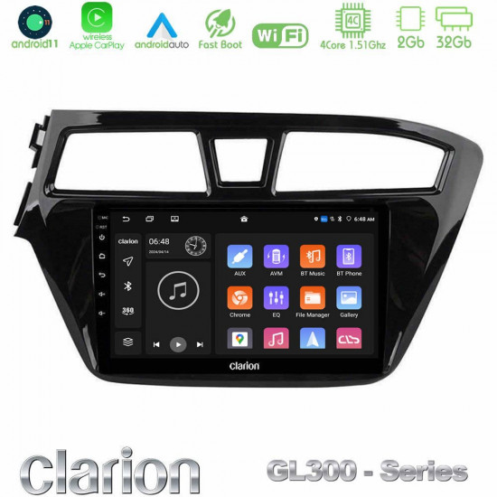 Clarion GL300 Series 4Core Android11 2+32GB Hyundai i20 2014-2018 Navigation Multimedia Tablet 9 Με Carplay -amp; Android Auto Clarion GL300 Series 4Core Android11 2+32GB Hyundai i20 2014-2018 Navigation Multimedia Tablet 9 Με Carplay -amp; Android Auto