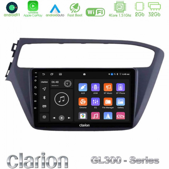 Clarion GL300 Series 4Core Android11 2+32GB Hyundai i20 2018-2020 Navigation Multimedia Tablet 9 Με Carplay -amp; Android Auto Clarion GL300 Series 4Core Android11 2+32GB Hyundai i20 2018-2020 Navigation Multimedia Tablet 9 Με Carplay -amp; Android Auto
