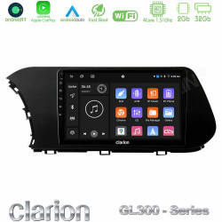 Clarion GL300 Series 4Core Android11 2+32GB Hyundai i20 2021-2023 Navigation Multimedia Tablet 9 Με Carplay -amp; Android Auto