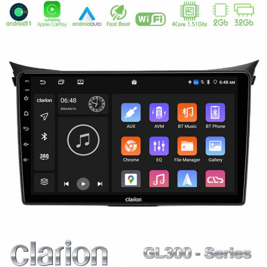 Clarion GL300 Series 4Core Android11 2+32GB Hyundai i30 2012-2017 Navigation Multimedia Tablet 9 Με Carplay -amp; Android Auto Clarion GL300 Series 4Core Android11 2+32GB Hyundai i30 2012-2017 Navigation Multimedia Tablet 9 Με Carplay -amp; Android Auto
