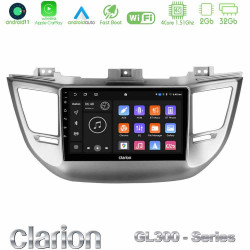 Clarion GL300 Series 4Core Android11 2+32GB Hyundai Tucson 2015-2018 Navigation Multimedia Tablet 9 Με Carplay -amp; Android Auto