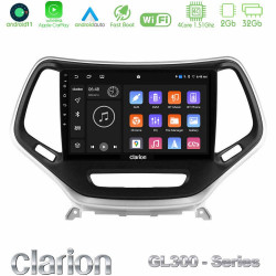Clarion GL300 Series 4Core Android11 2+32GB Jeep Cherokee 2014-2019 Navigation Multimedia Tablet 9 (Ασημί Χρώμα) Με Carplay -amp; Android Auto