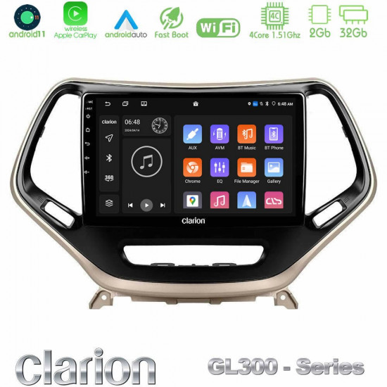 Clarion GL300 Series 4Core Android11 2+32GB Jeep Cherokee 2014-2019 Navigation Multimedia Tablet 9 Με Carplay -amp; Android Auto Clarion GL300 Series 4Core Android11 2+32GB Jeep Cherokee 2014-2019 Navigation Multimedia Tablet 9 Με Carplay -amp; Android Auto