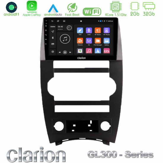 Clarion GL300 Series 4Core Android11 2+32GB Jeep Commander 2007-2008 Navigation Multimedia Tablet 9 Με Carplay -amp; Android Auto Clarion GL300 Series 4Core Android11 2+32GB Jeep Commander 2007-2008 Navigation Multimedia Tablet 9 Με Carplay -amp; Android Auto