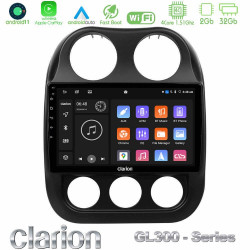 Clarion GL300 Series 4Core Android11 2+32GB Jeep Compass 2012-2016 Navigation Multimedia Tablet 10 Με Carplay -amp; Android Auto