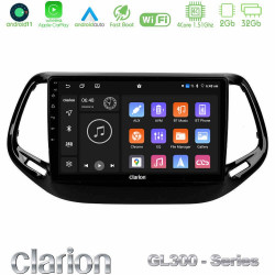 Clarion GL300 Series 4Core Android11 2+32GB Jeep Compass 2017-gt; Navigation Multimedia Tablet 10 Με Carplay -amp; Android Auto