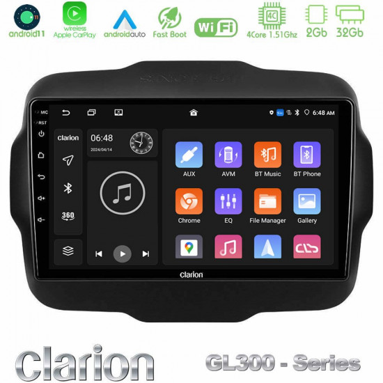 Clarion GL300 Series 4Core Android11 2+32GB Jeep Renegade 2015-2019 Navigation Multimedia Tablet 9 Με Carplay -amp; Android Auto Clarion GL300 Series 4Core Android11 2+32GB Jeep Renegade 2015-2019 Navigation Multimedia Tablet 9 Με Carplay -amp; Android Auto