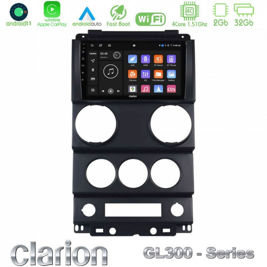 Clarion GL300 Series 4Core Android11 2+32GB Jeep Wrangler 2008-2010 Navigation Multimedia Tablet 9 Με Carplay -amp; Android Auto Clarion GL300 Series 4Core Android11 2+32GB Jeep Wrangler 2008-2010 Navigation Multimedia Tablet 9 Με Carplay -amp; Android Auto