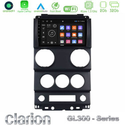 Clarion GL300 Series 4Core Android11 2+32GB Jeep Wrangler 2008-2010 Navigation Multimedia Tablet 9 Με Carplay -amp; Android Auto