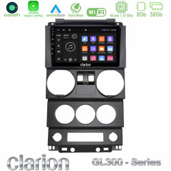 Clarion GL300 Series 4Core Android11 2+32GB Jeep Wrangler 2Door 2008-2010 Navigation Multimedia Tablet 9 Με Carplay -amp; Android Auto